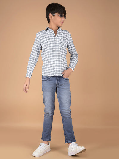 White Checked 100% Cotton Shirt-Boys Shirts-Crimsoune Club