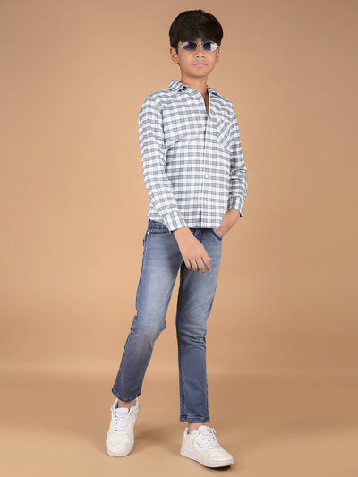 White Checked 100% Cotton Shirt-Boys Shirts-Crimsoune Club