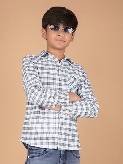 White Checked 100% Cotton Shirt-Boys Shirts-Crimsoune Club