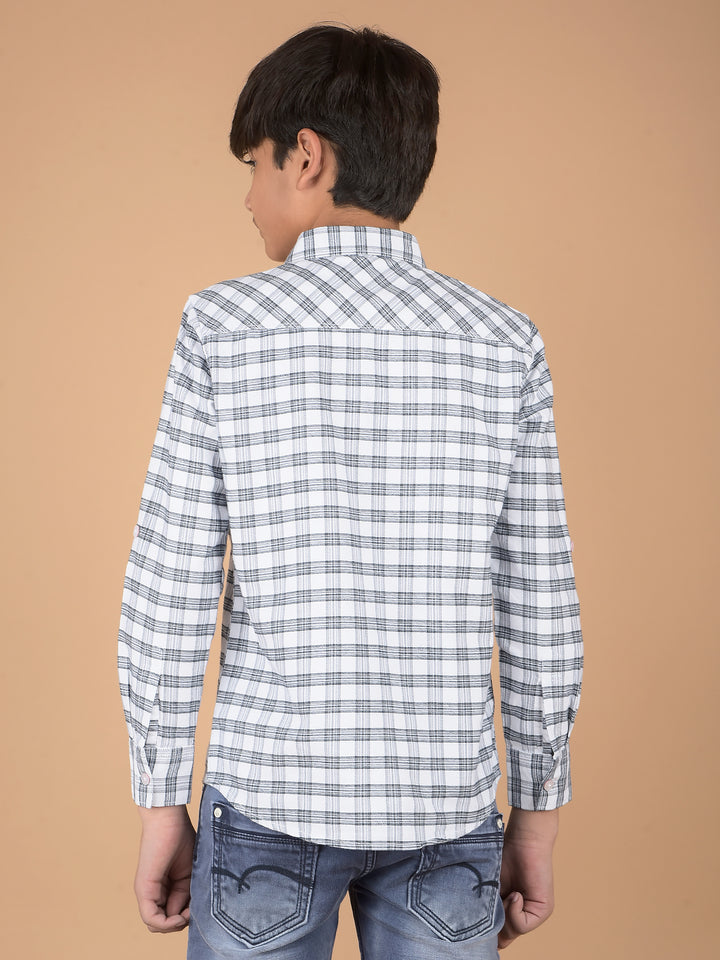 White Checked 100% Cotton Shirt-Boys Shirts-Crimsoune Club