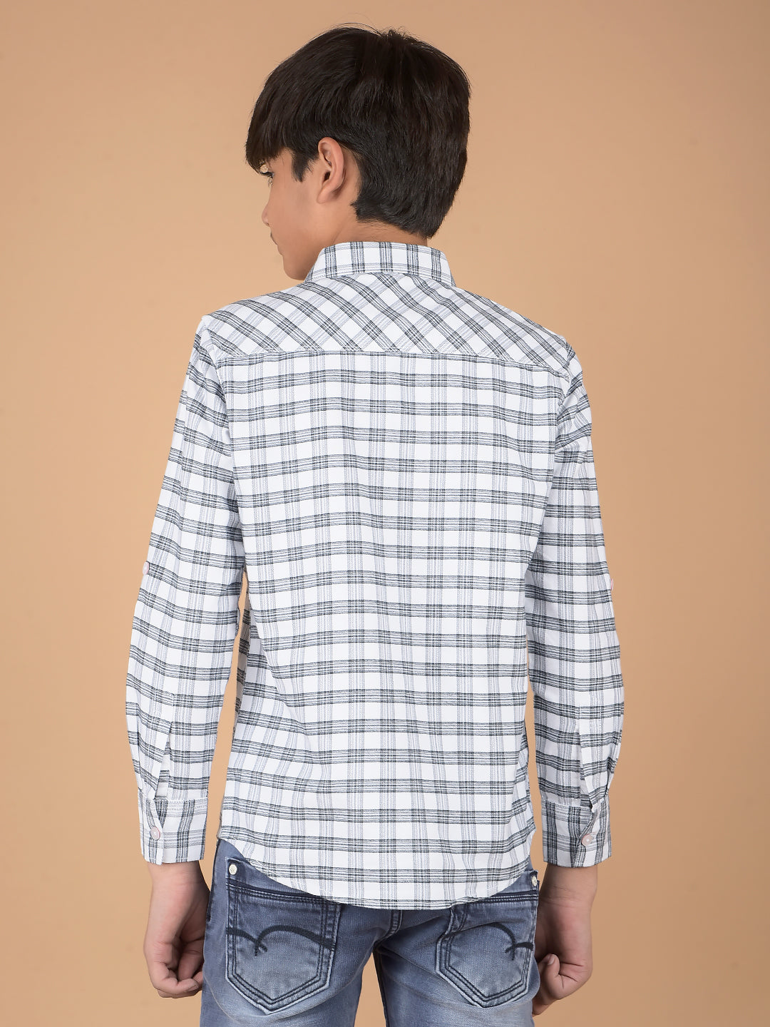 White Checked 100% Cotton Shirt-Boys Shirts-Crimsoune Club