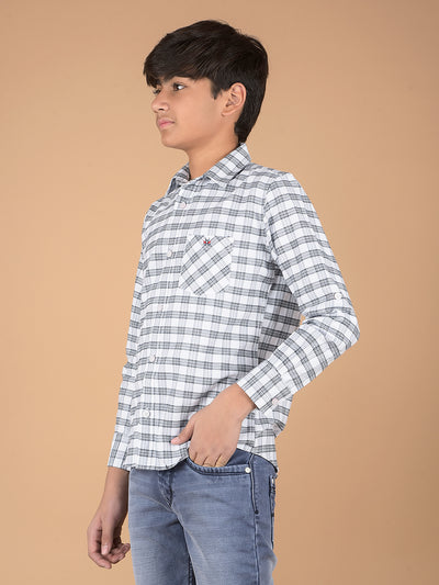 White Checked 100% Cotton Shirt-Boys Shirts-Crimsoune Club