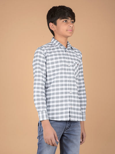 White Checked 100% Cotton Shirt-Boys Shirts-Crimsoune Club