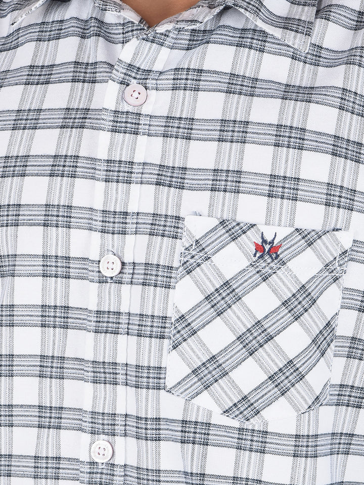 White Checked 100% Cotton Shirt-Boys Shirts-Crimsoune Club