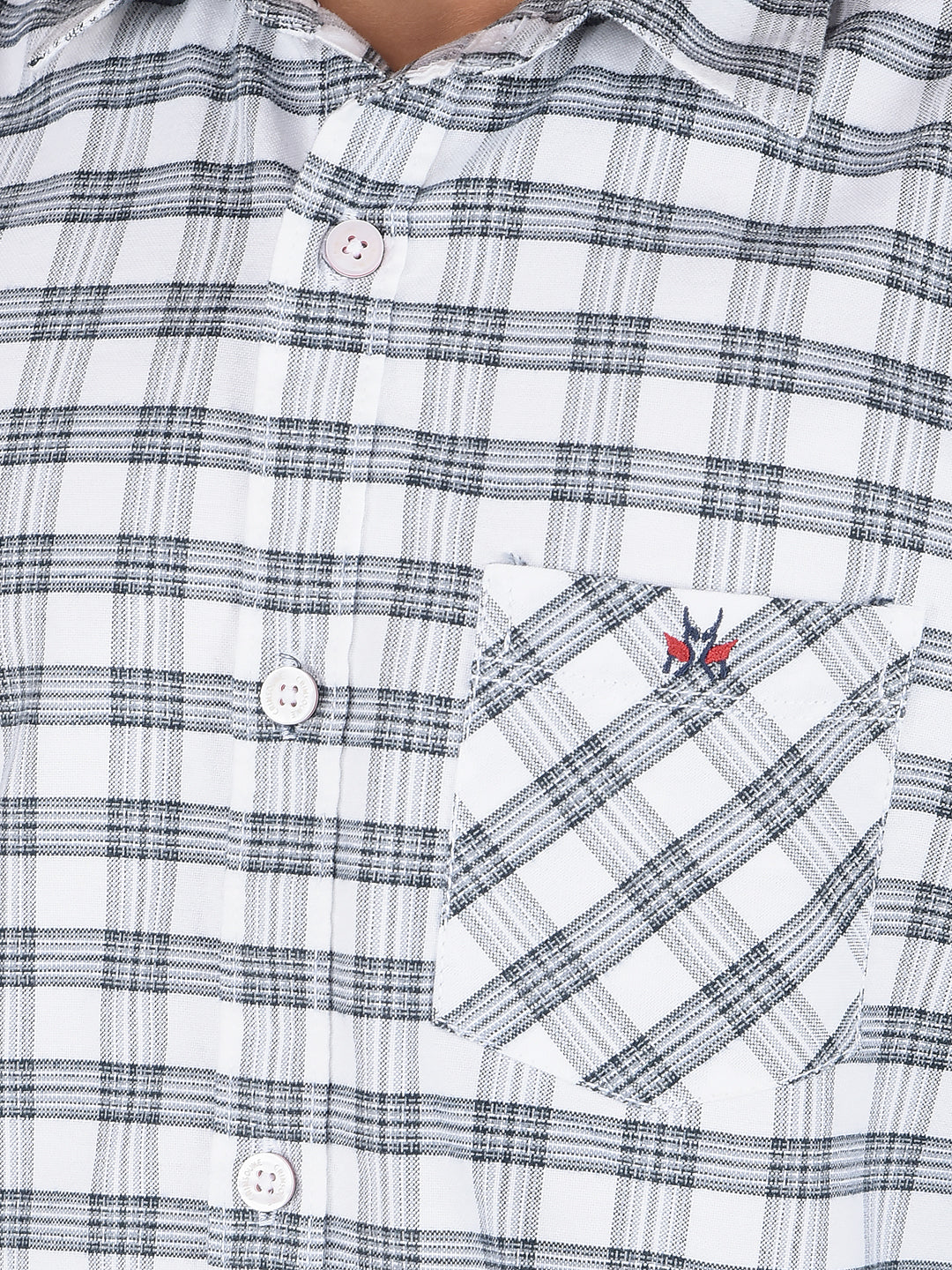 White Checked 100% Cotton Shirt-Boys Shirts-Crimsoune Club