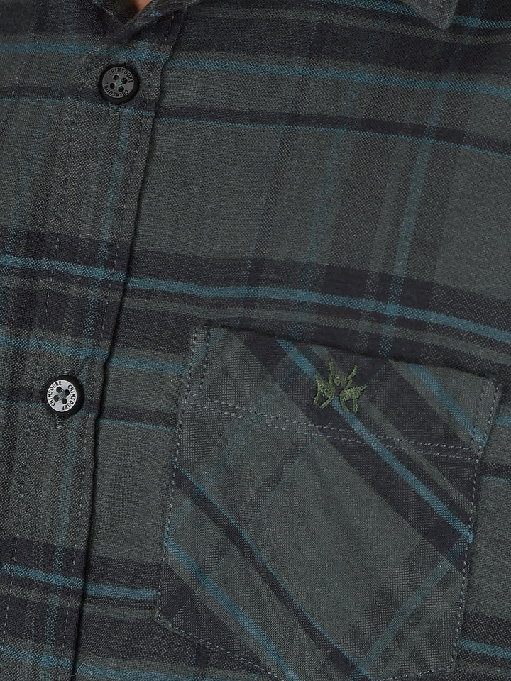 Green Checked 100% Cotton Shirt-Boys Shirts-Crimsoune Club