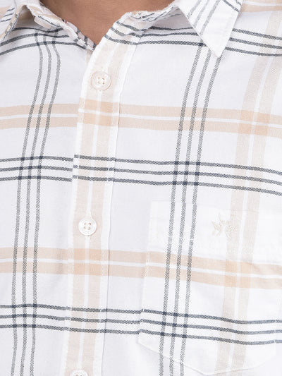 White Checked Button Down Collar 100% Cotton Shirt-Boys Shirts-Crimsoune Club