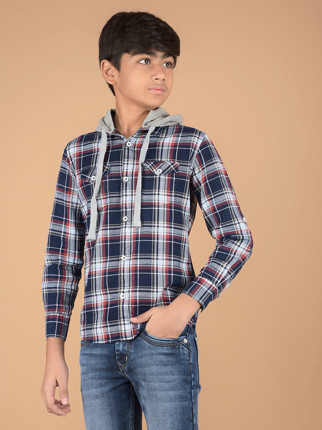 Red Checked 100% Cotton Shirt-Boys Shirts-Crimsoune Club