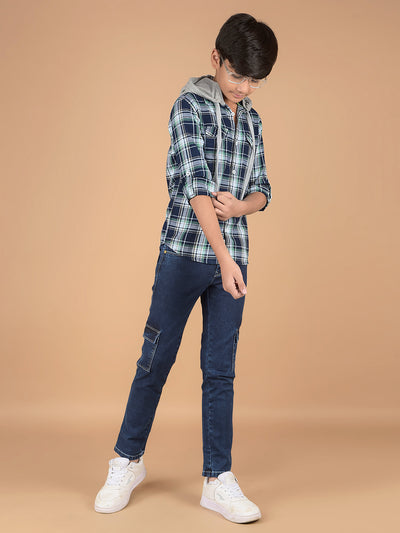 Green Checked 100% Cotton Shirt-Boys Shirts-Crimsoune Club