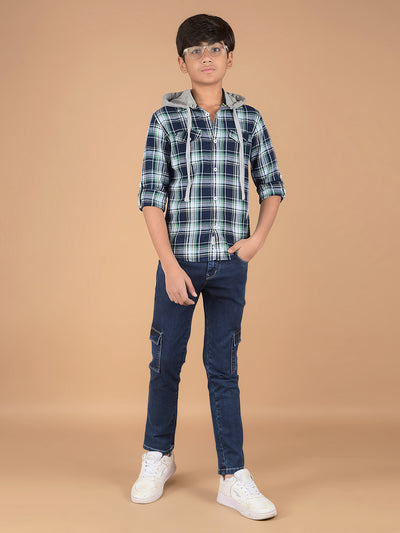 Green Checked 100% Cotton Shirt-Boys Shirts-Crimsoune Club