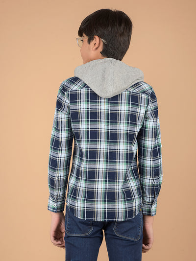 Green Checked 100% Cotton Shirt-Boys Shirts-Crimsoune Club