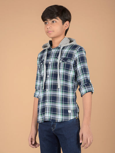 Green Checked 100% Cotton Shirt-Boys Shirts-Crimsoune Club