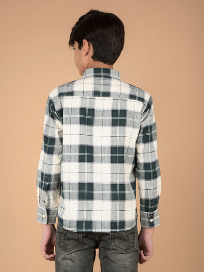 Green Checked 100% Cotton Shirt-Boys Shirts-Crimsoune Club