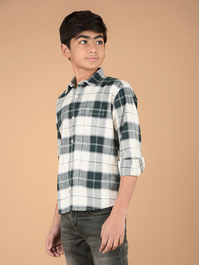 Green Checked 100% Cotton Shirt-Boys Shirts-Crimsoune Club
