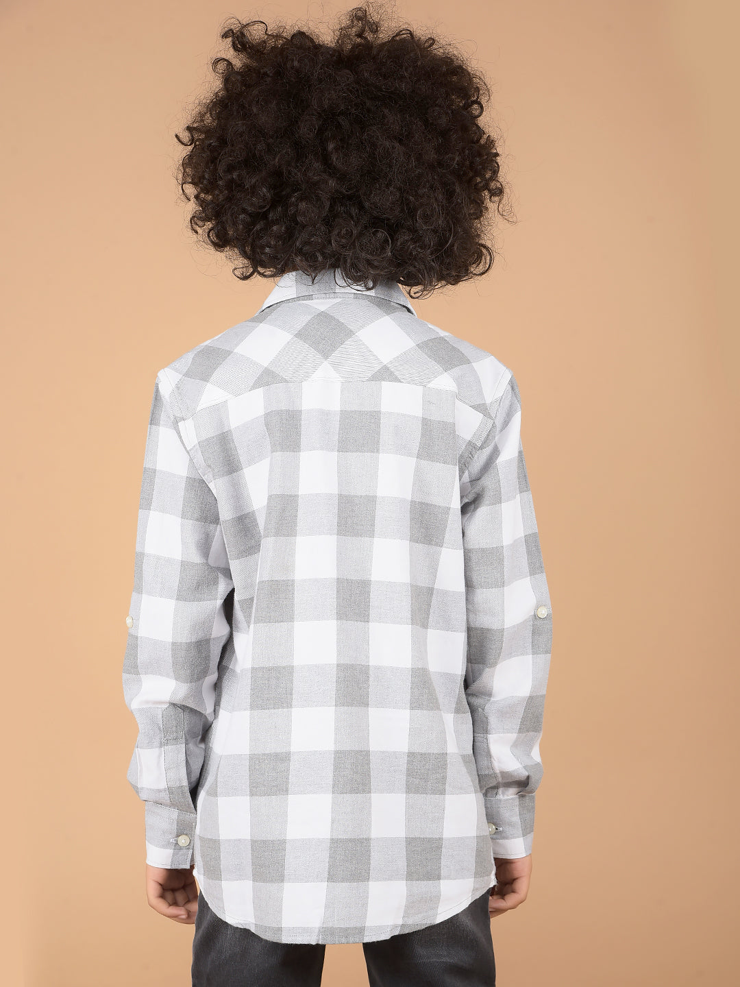 Grey Checked 100% Cotton Shirt-Boys Shirts-Crimsoune Club