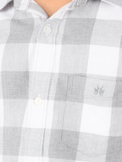 Grey Checked 100% Cotton Shirt-Boys Shirts-Crimsoune Club