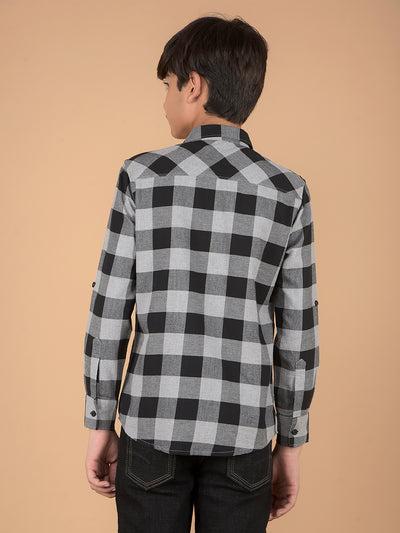 Black Checked 100% Cotton Shirt-Boys Shirts-Crimsoune Club