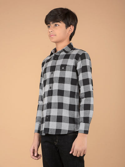 Black Checked 100% Cotton Shirt-Boys Shirts-Crimsoune Club