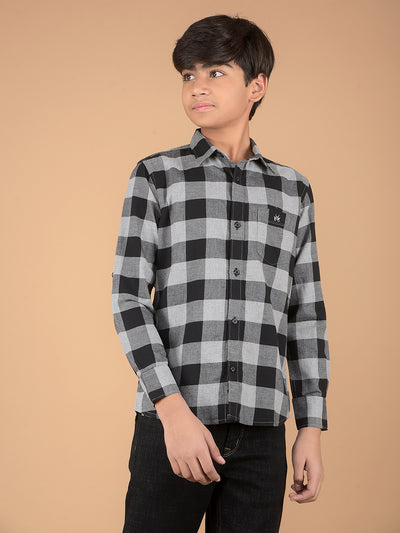 Black Checked 100% Cotton Shirt-Boys Shirts-Crimsoune Club