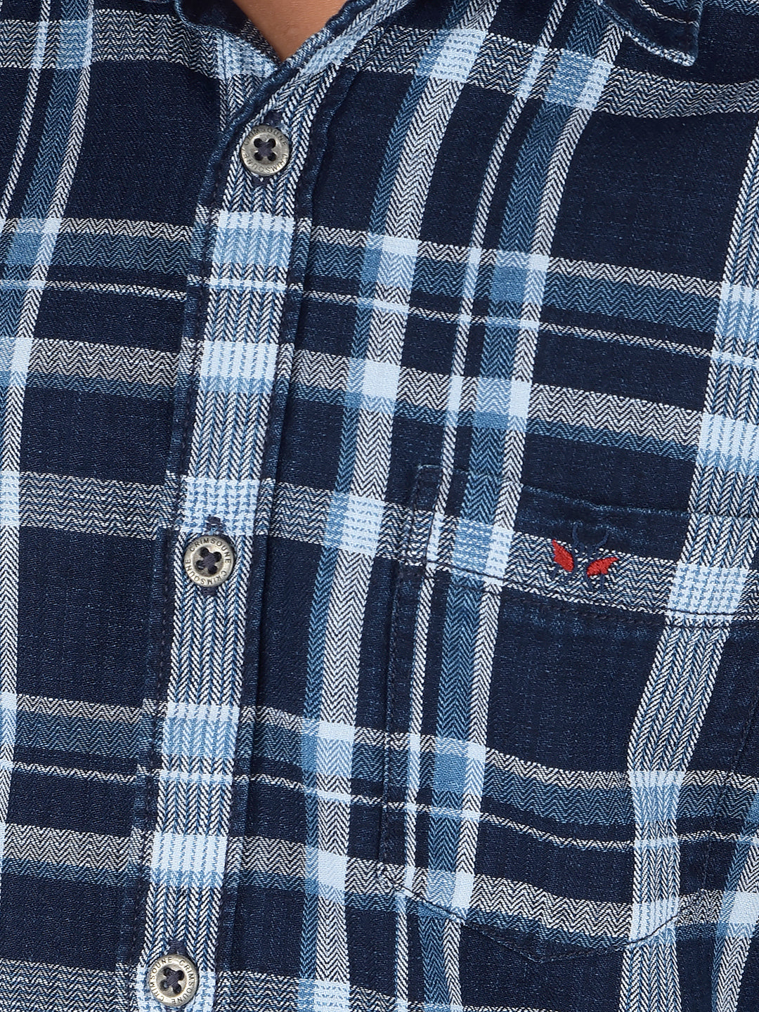 Navy Blue Checked 100% Cotton Shirt-Boys Shirts-Crimsoune Club