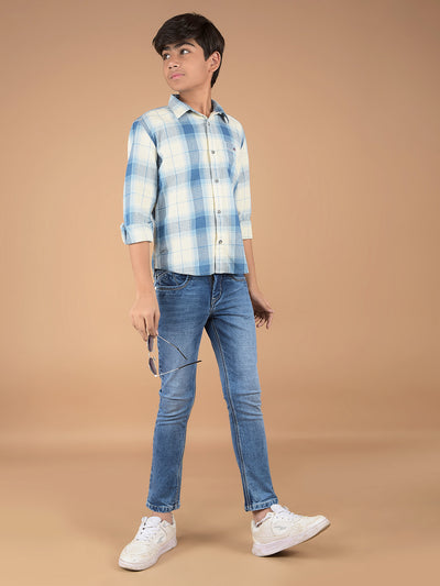 Blue Checked 100% Cotton Shirt-Boys Shirts-Crimsoune Club