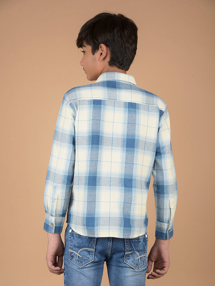 Blue Checked 100% Cotton Shirt-Boys Shirts-Crimsoune Club