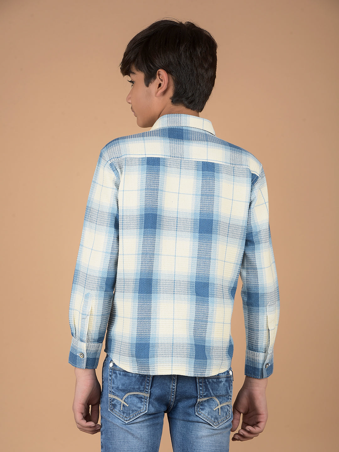 Blue Checked 100% Cotton Shirt-Boys Shirts-Crimsoune Club