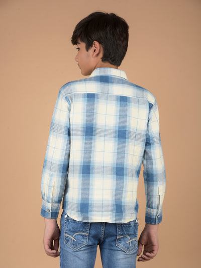 Blue Checked 100% Cotton Shirt-Boys Shirts-Crimsoune Club