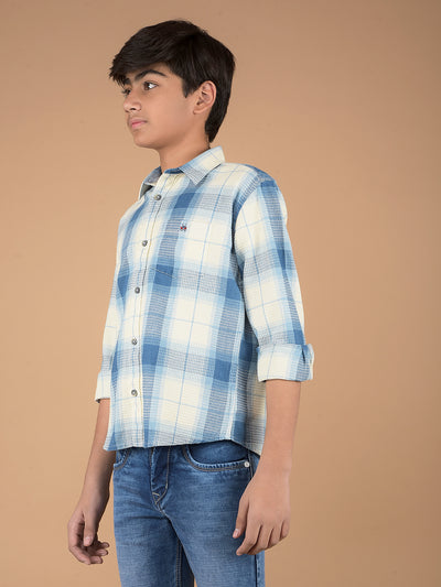 Blue Checked 100% Cotton Shirt-Boys Shirts-Crimsoune Club