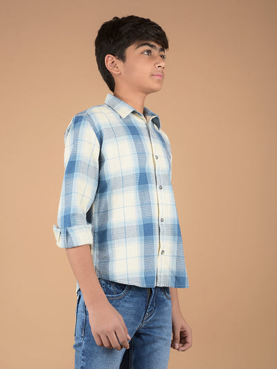 Blue Checked 100% Cotton Shirt-Boys Shirts-Crimsoune Club