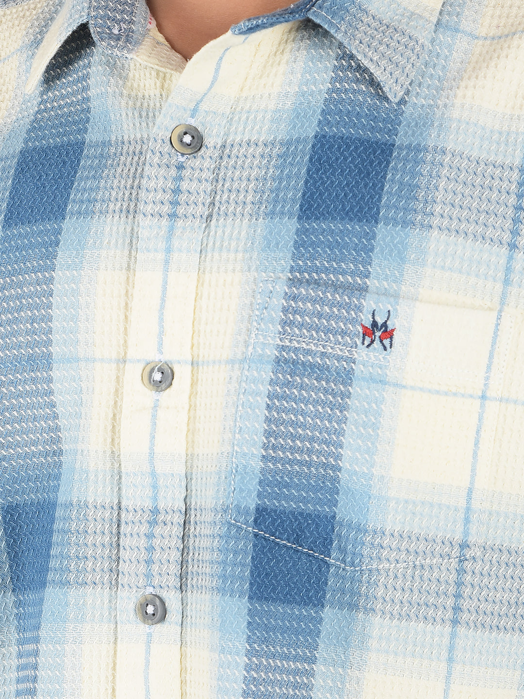 Blue Checked 100% Cotton Shirt-Boys Shirts-Crimsoune Club