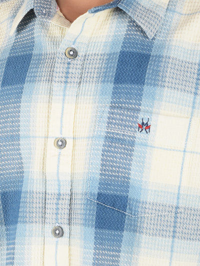 Blue Checked 100% Cotton Shirt-Boys Shirts-Crimsoune Club