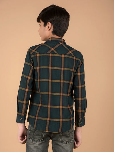 Green Checked Shirt-Boys Shirts-Crimsoune Club