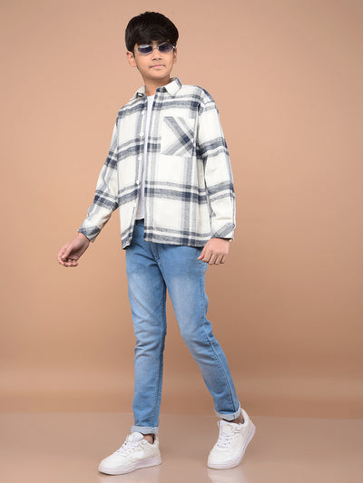 Navy Blue Checked Shirt-Boys Shirts-Crimsoune Club