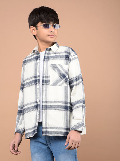 Navy Blue Checked Shirt-Boys Shirts-Crimsoune Club