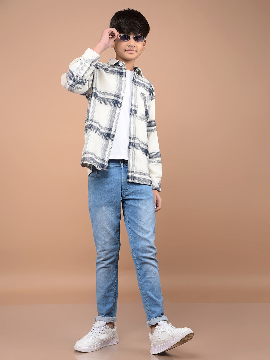 Navy Blue Checked Shirt-Boys Shirts-Crimsoune Club