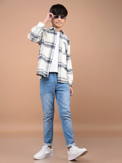 Navy Blue Checked Shirt-Boys Shirts-Crimsoune Club