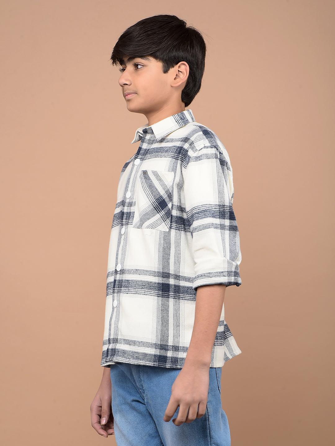 Navy Blue Checked Shirt-Boys Shirts-Crimsoune Club
