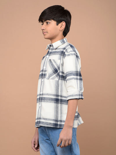 Navy Blue Checked Shirt-Boys Shirts-Crimsoune Club