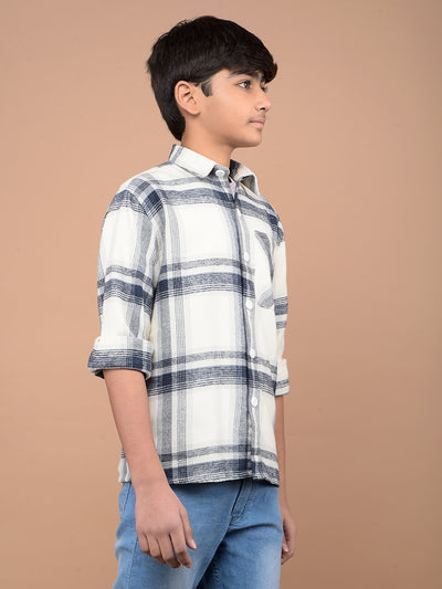 Navy Blue Checked Shirt-Boys Shirts-Crimsoune Club