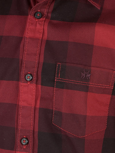 Maroon Checked 100% Cotton Shirt-Boys Shirts-Crimsoune Club