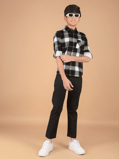 Black Checked 100% Cotton Shirt-Boys Shirts-Crimsoune Club