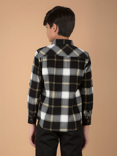 Black Checked 100% Cotton Shirt-Boys Shirts-Crimsoune Club
