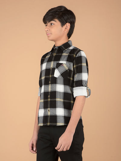 Black Checked 100% Cotton Shirt-Boys Shirts-Crimsoune Club