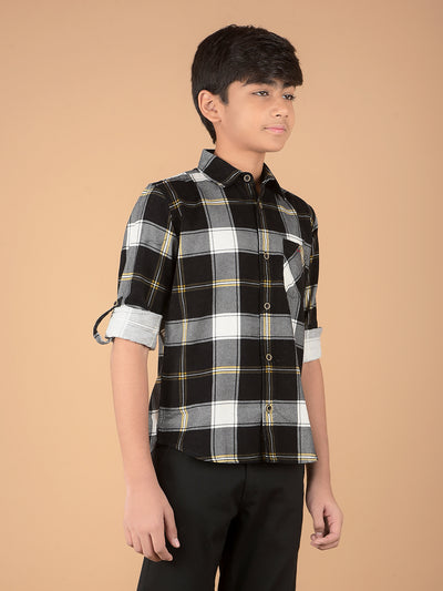 Black Checked 100% Cotton Shirt-Boys Shirts-Crimsoune Club