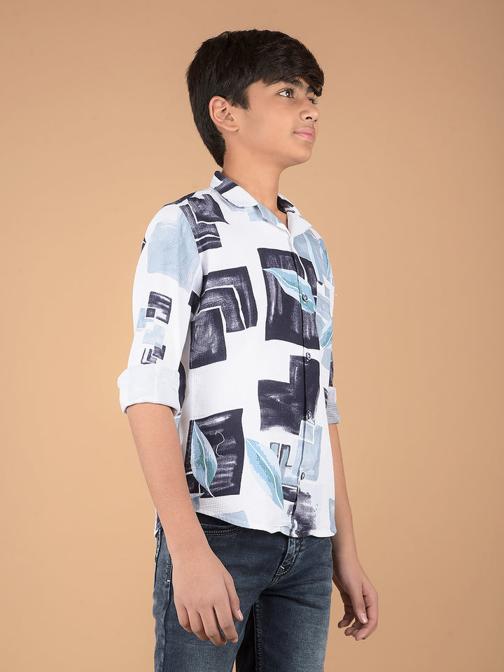 Multi-Color Floral Print Shirt-Boys Shirts-Crimsoune Club