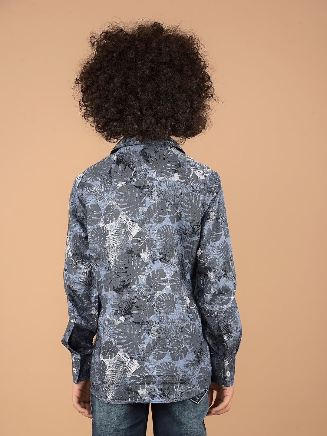 Blue Floral Print 100% Cotton Shirt-Boys Shirts-Crimsoune Club