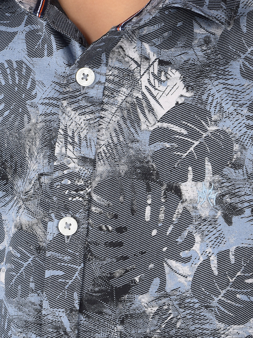 Blue Floral Print 100% Cotton Shirt-Boys Shirts-Crimsoune Club