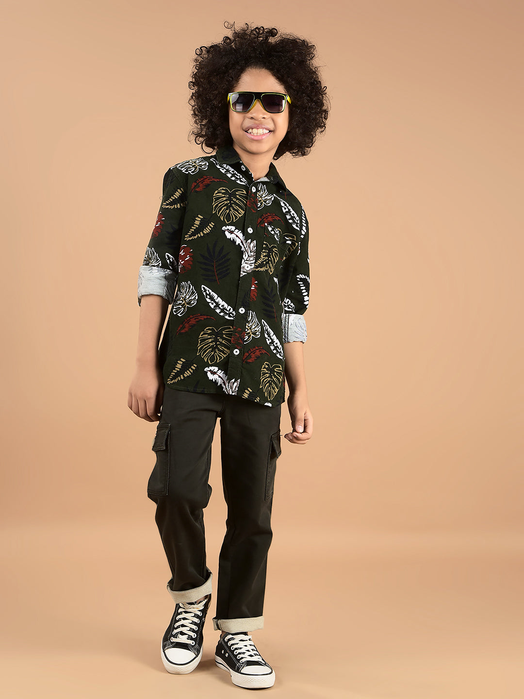 Red Floral Print 100% Cotton Shirt-Boys Shirts-Crimsoune Club