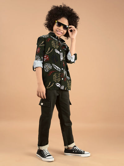 Red Floral Print 100% Cotton Shirt-Boys Shirts-Crimsoune Club